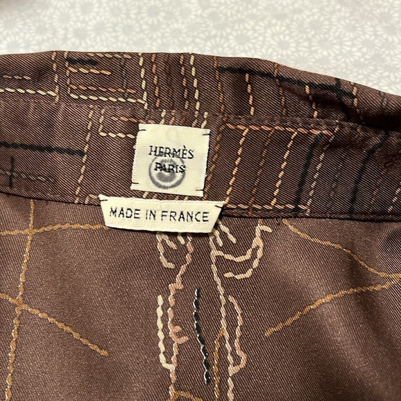 Hermes’ Maison silk shirt Plque-sellier print size 38 FR. size M - Picture 6 of 8